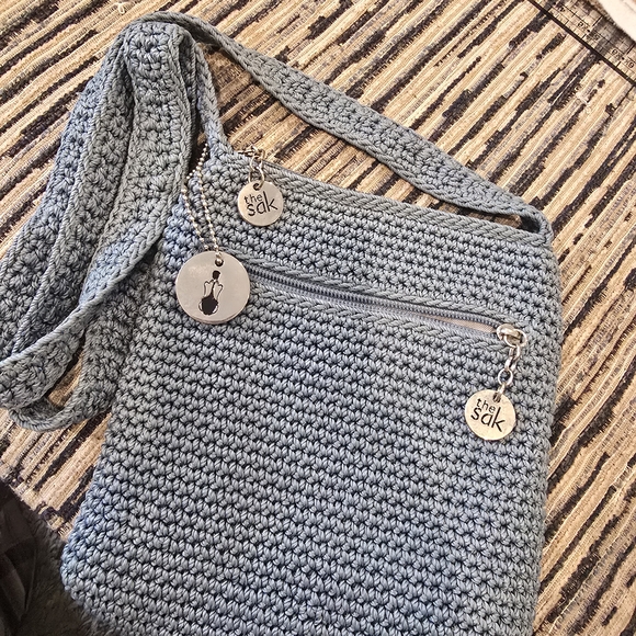 The Sak Crochet Crossbody Bag in Gray-Blue - Picture 2 of 5